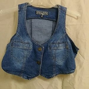Cropped blue jean vest